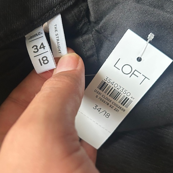 NWT LOFT Black Straight Leg Jeans High Rise Denim Casual 18 34 Stretch - Picture 3 of 9